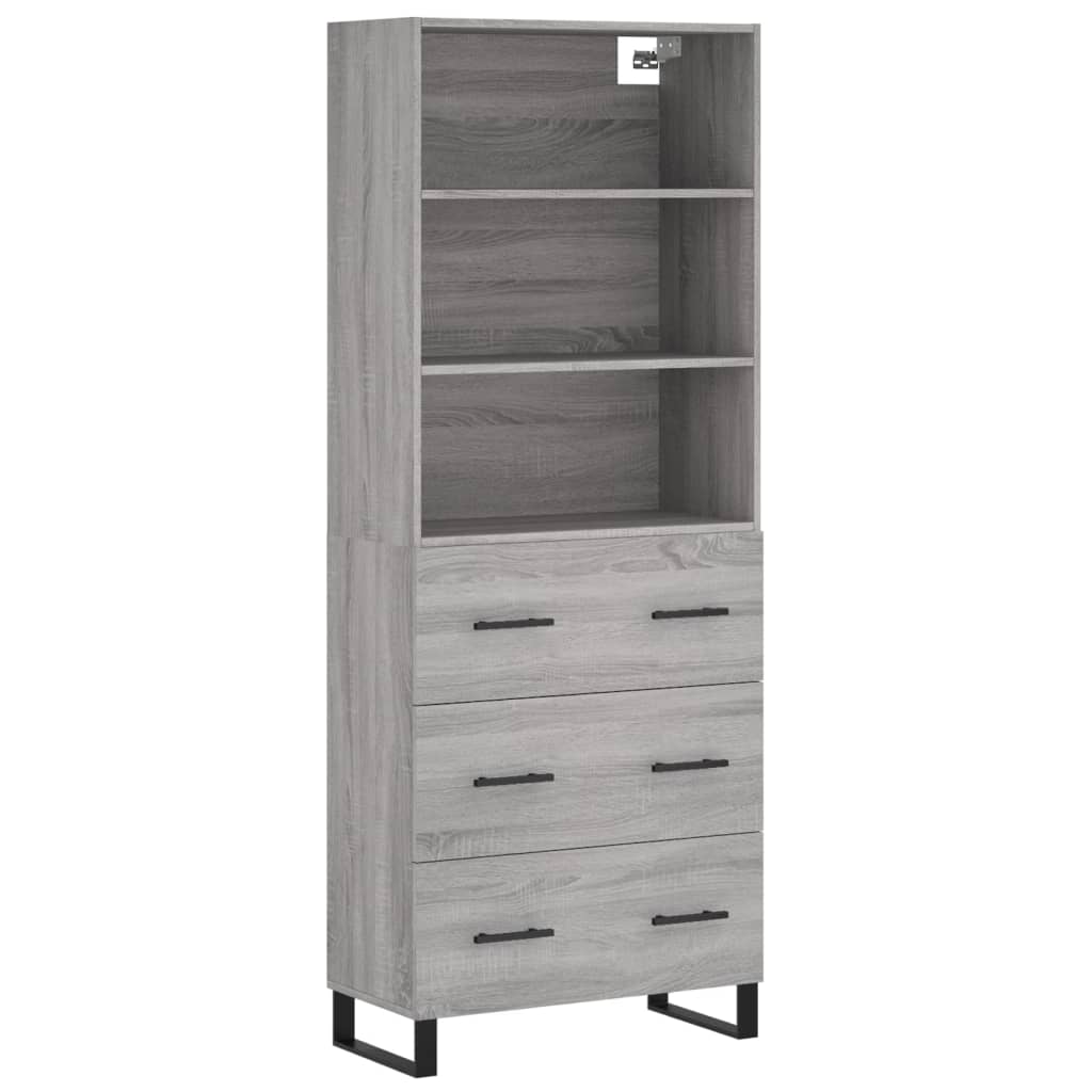 Hoge kast 69,5x34x180 cm bewerkt hout grijs sonoma eikenkleurig is nu te koop bij PeponiXL, paradijselijk wonen!