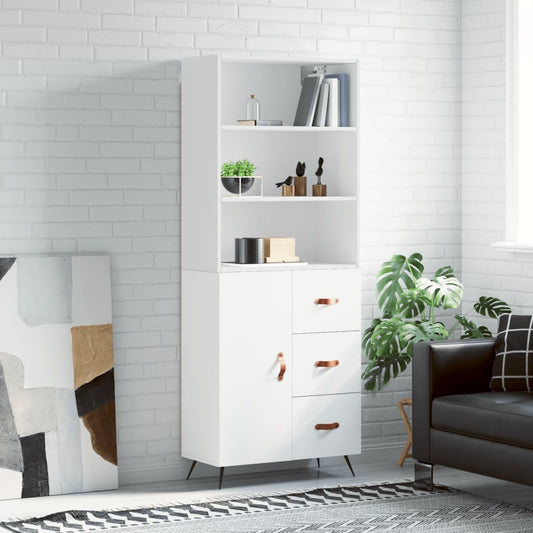 Hoge kast 69,5x34x180 cm bewerkt hout wit is nu te koop bij PeponiXL, paradijselijk wonen!