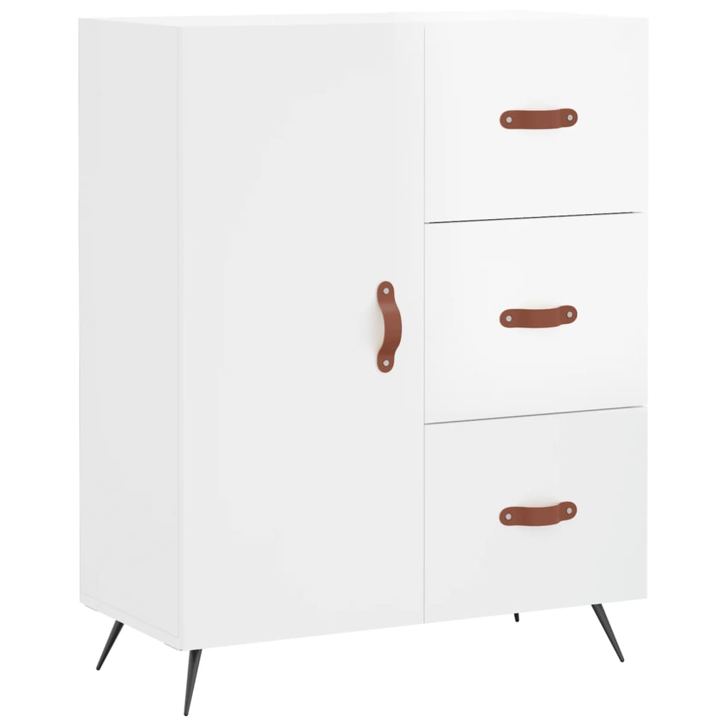 Hoge kast 69,5x34x180 cm bewerkt hout hoogglans wit is nu te koop bij PeponiXL, paradijselijk wonen!