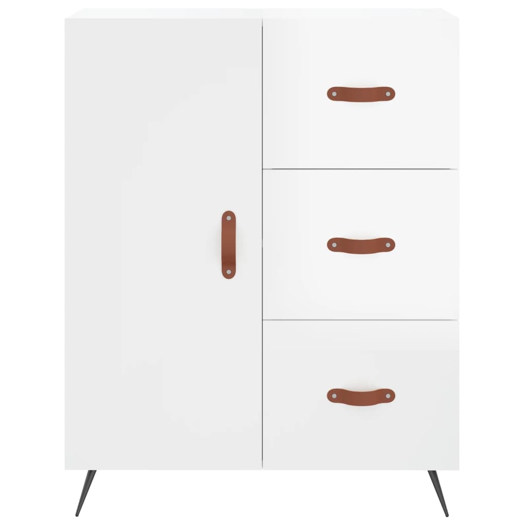 Hoge kast 69,5x34x180 cm bewerkt hout hoogglans wit is nu te koop bij PeponiXL, paradijselijk wonen!