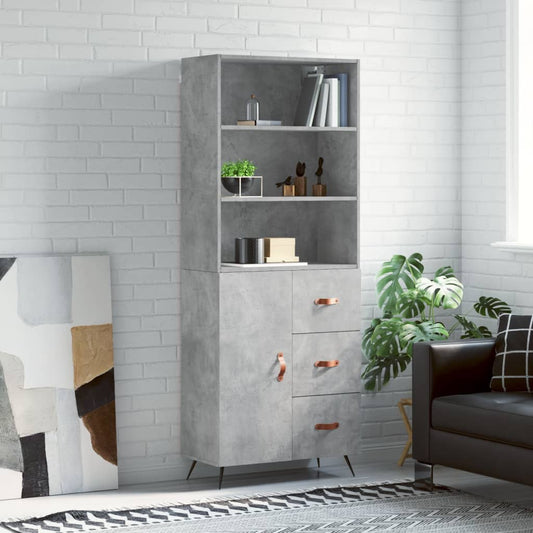 Hoge kast 69,5x34x180 cm bewerkt hout betongrijs is nu te koop bij PeponiXL, paradijselijk wonen!