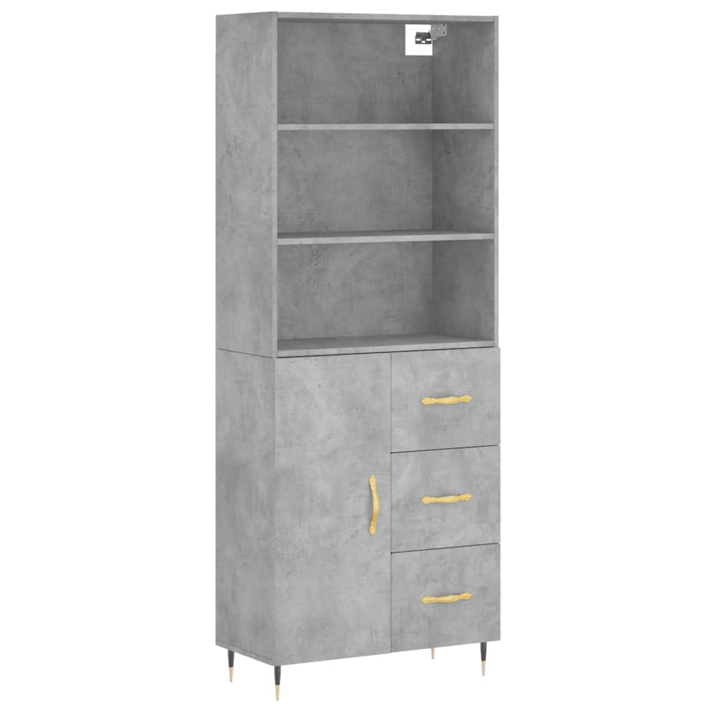 Hoge kast 69,5x34x180 cm bewerkt hout betongrijs is nu te koop bij PeponiXL, paradijselijk wonen!