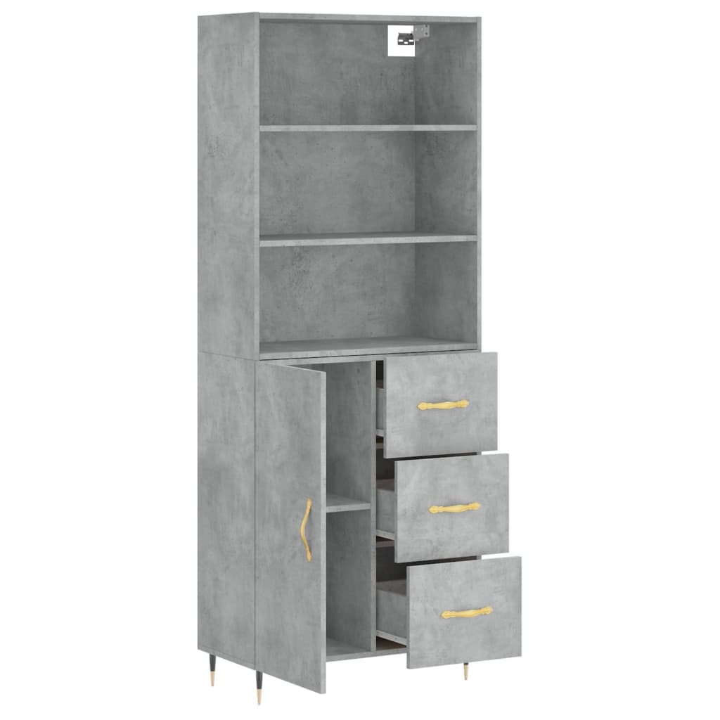 Hoge kast 69,5x34x180 cm bewerkt hout betongrijs is nu te koop bij PeponiXL, paradijselijk wonen!