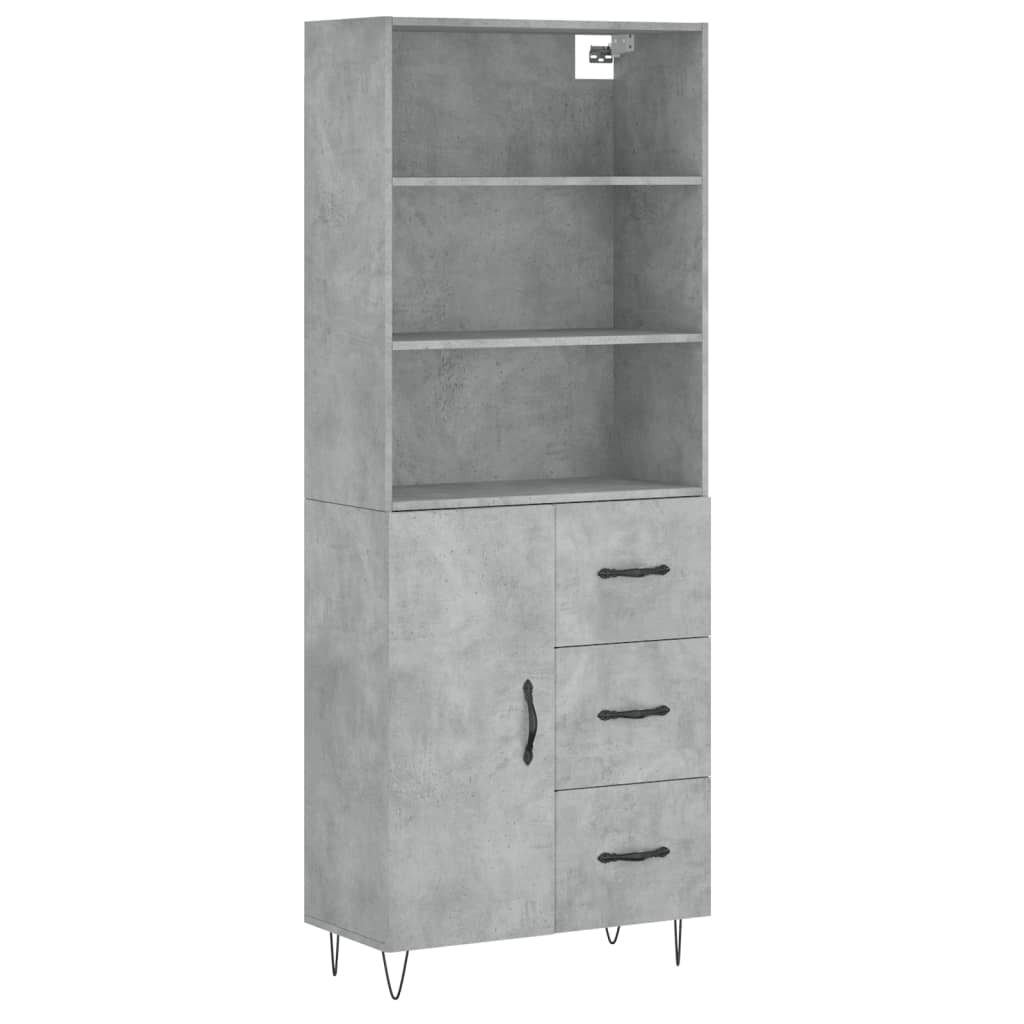 Hoge kast 69,5x34x180 cm bewerkt hout betongrijs is nu te koop bij PeponiXL, paradijselijk wonen!