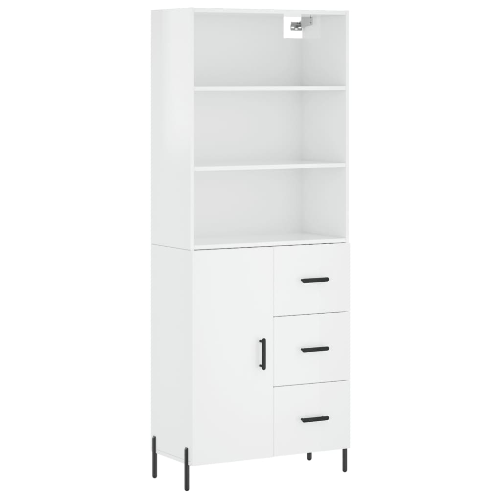 Hoge kast 69,5x34x180 cm bewerkt hout hoogglans wit is nu te koop bij PeponiXL, paradijselijk wonen!