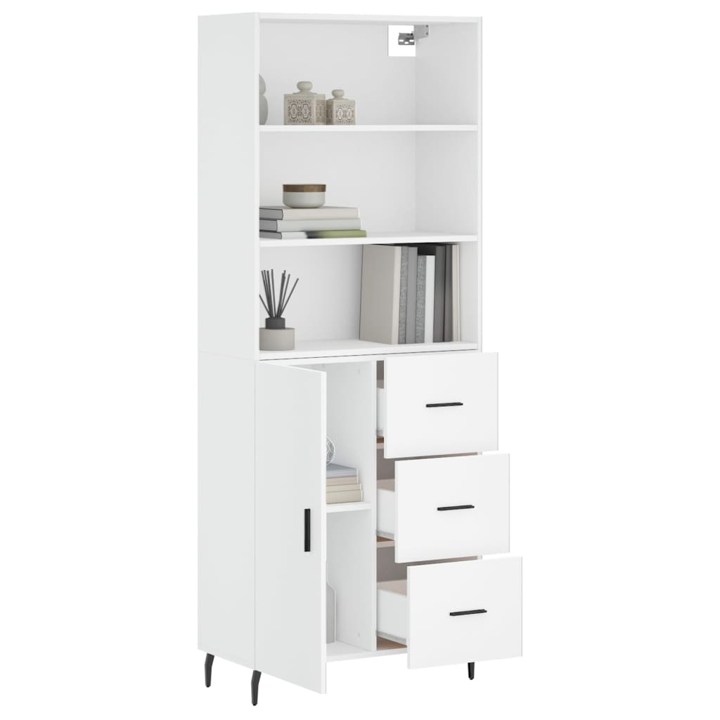 Hoge kast 69,5x34x180 cm bewerkt hout wit is nu te koop bij PeponiXL, paradijselijk wonen!