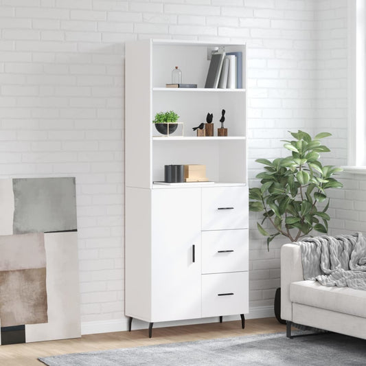 Hoge kast 69,5x34x180 cm bewerkt hout wit is nu te koop bij PeponiXL, paradijselijk wonen!