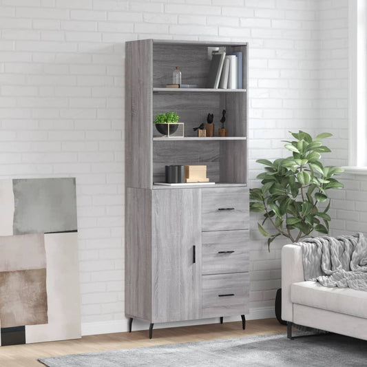 Hoge kast 69,5x34x180 cm bewerkt hout grijs sonoma eikenkleurig is nu te koop bij PeponiXL, paradijselijk wonen!