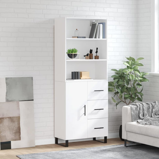 Hoge kast 69,5x34x180 cm bewerkt hout wit is nu te koop bij PeponiXL, paradijselijk wonen!