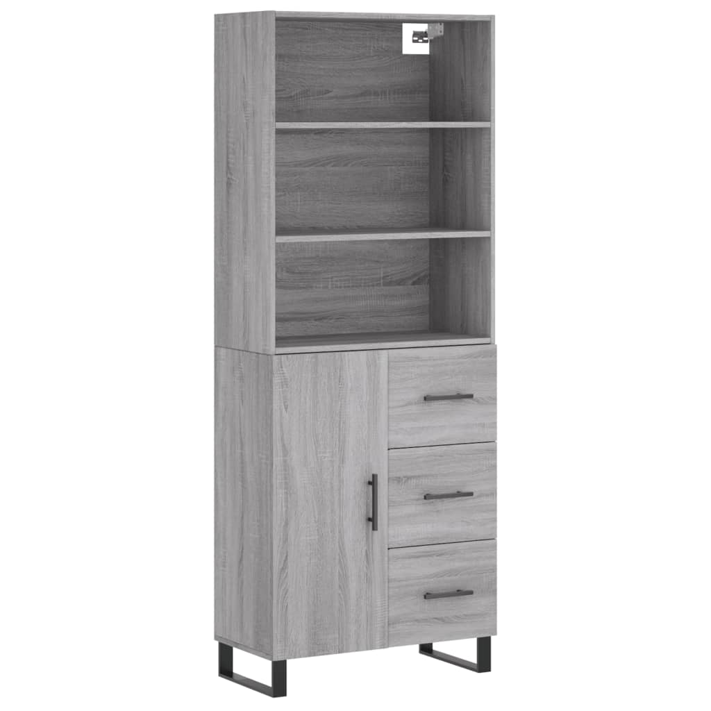 Hoge kast 69,5x34x180 cm bewerkt hout grijs sonoma eikenkleurig is nu te koop bij PeponiXL, paradijselijk wonen!
