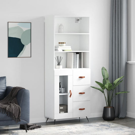 Hoge kast 69,5x34x180 cm bewerkt hout wit is nu te koop bij PeponiXL, paradijselijk wonen!