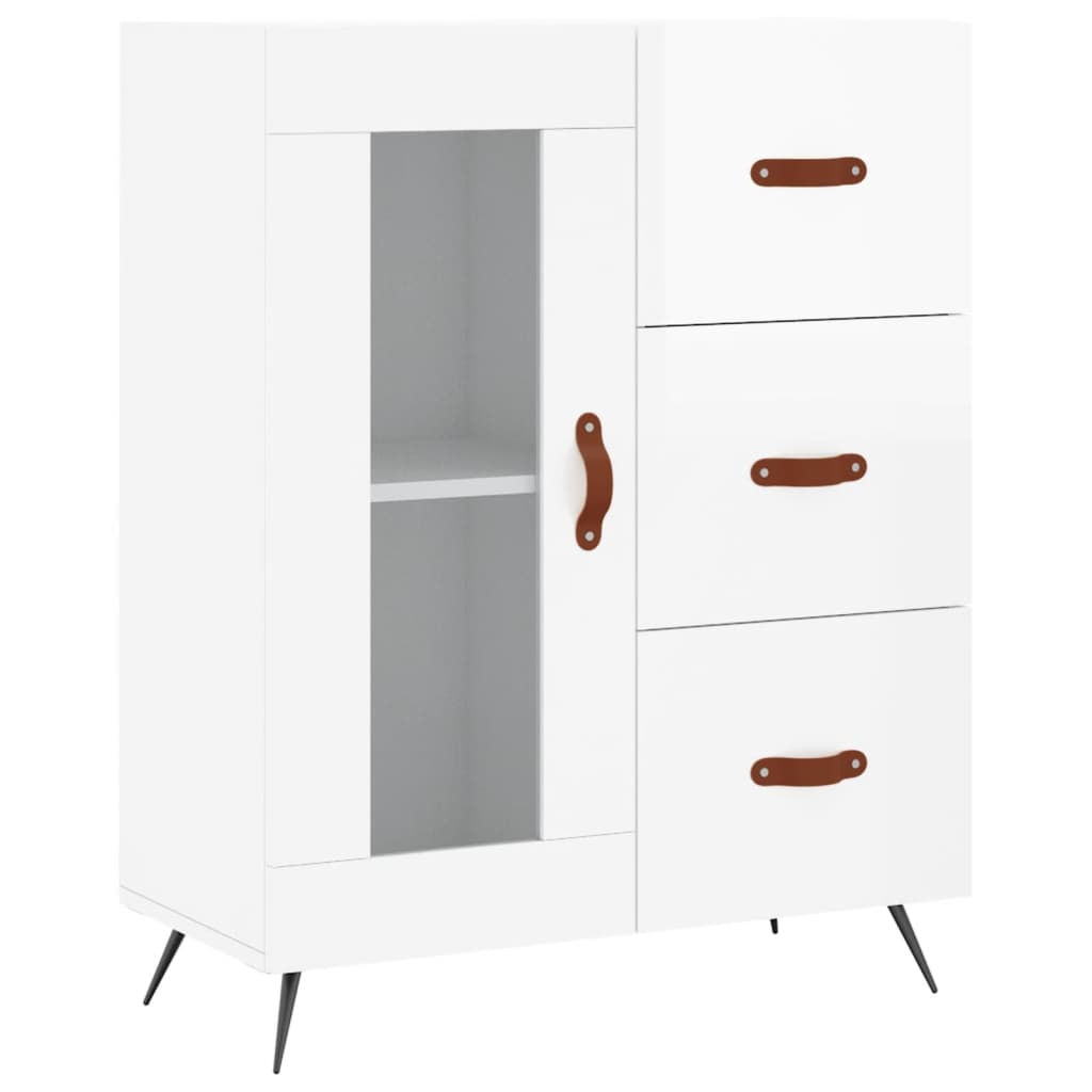 Hoge kast 69,5x34x180 cm bewerkt hout hoogglans wit is nu te koop bij PeponiXL, paradijselijk wonen!