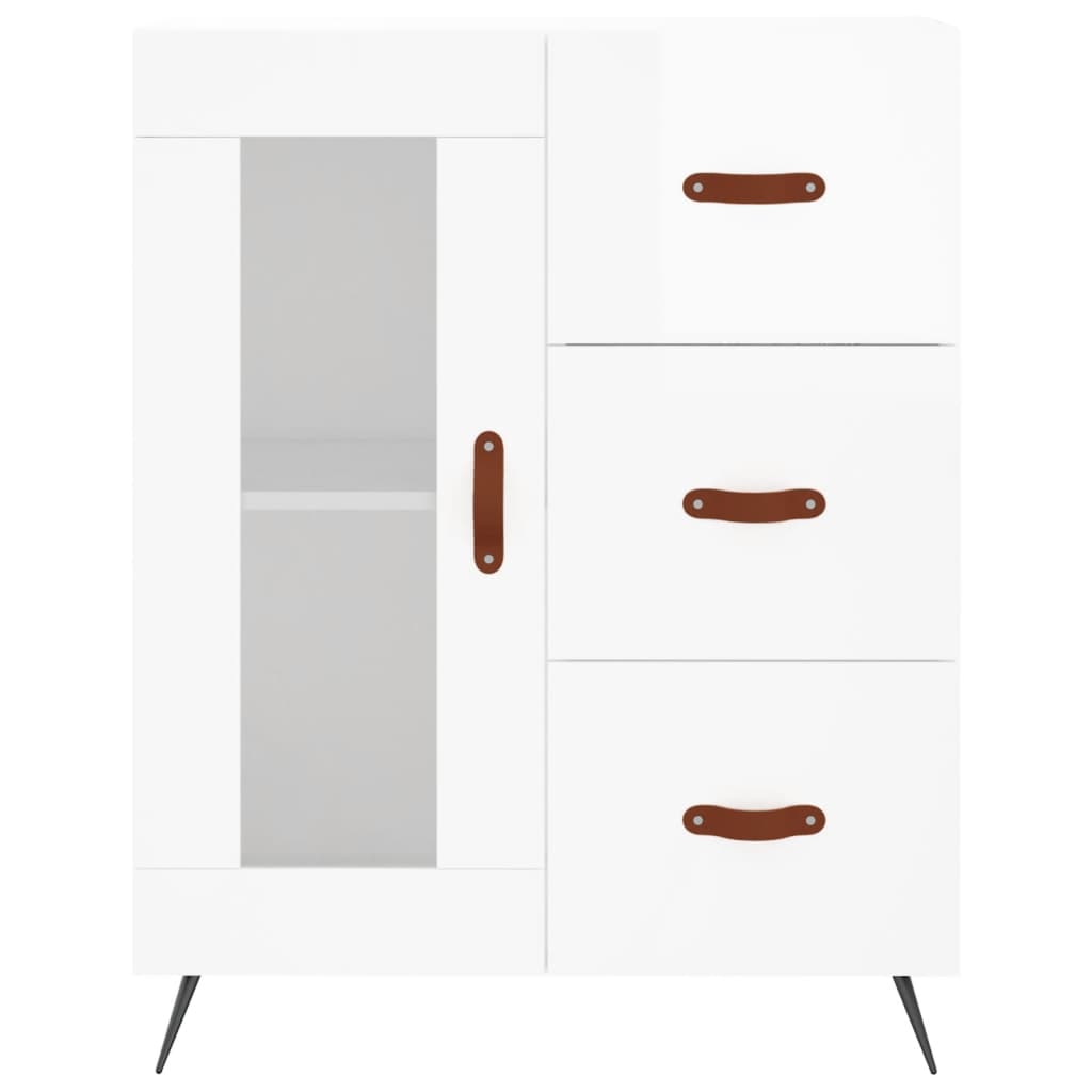 Hoge kast 69,5x34x180 cm bewerkt hout hoogglans wit is nu te koop bij PeponiXL, paradijselijk wonen!