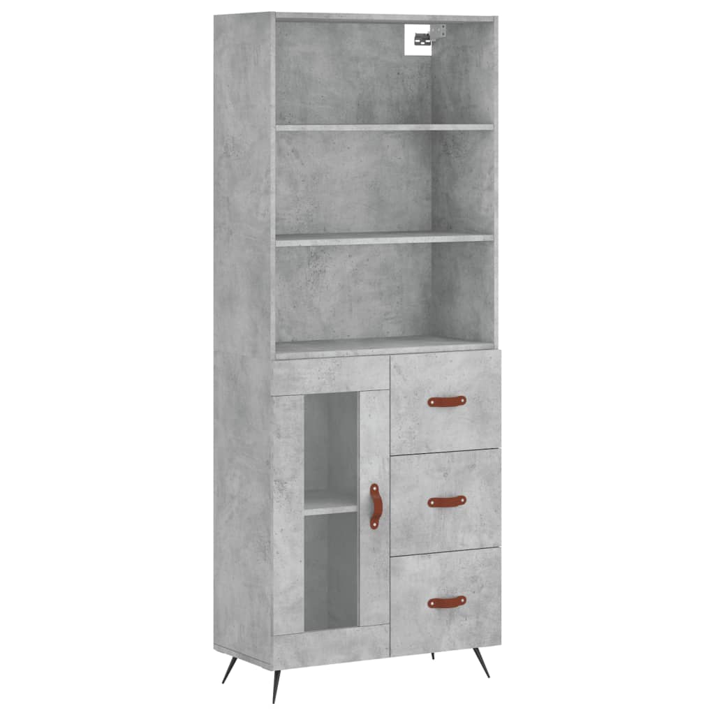 Hoge kast 69,5x34x180 cm bewerkt hout betongrijs is nu te koop bij PeponiXL, paradijselijk wonen!
