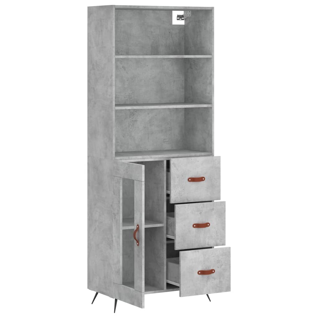 Hoge kast 69,5x34x180 cm bewerkt hout betongrijs is nu te koop bij PeponiXL, paradijselijk wonen!