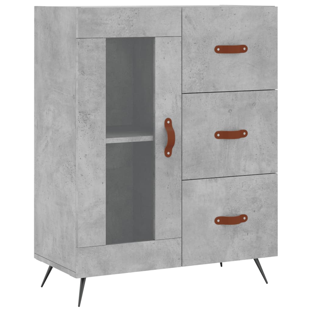 Hoge kast 69,5x34x180 cm bewerkt hout betongrijs is nu te koop bij PeponiXL, paradijselijk wonen!