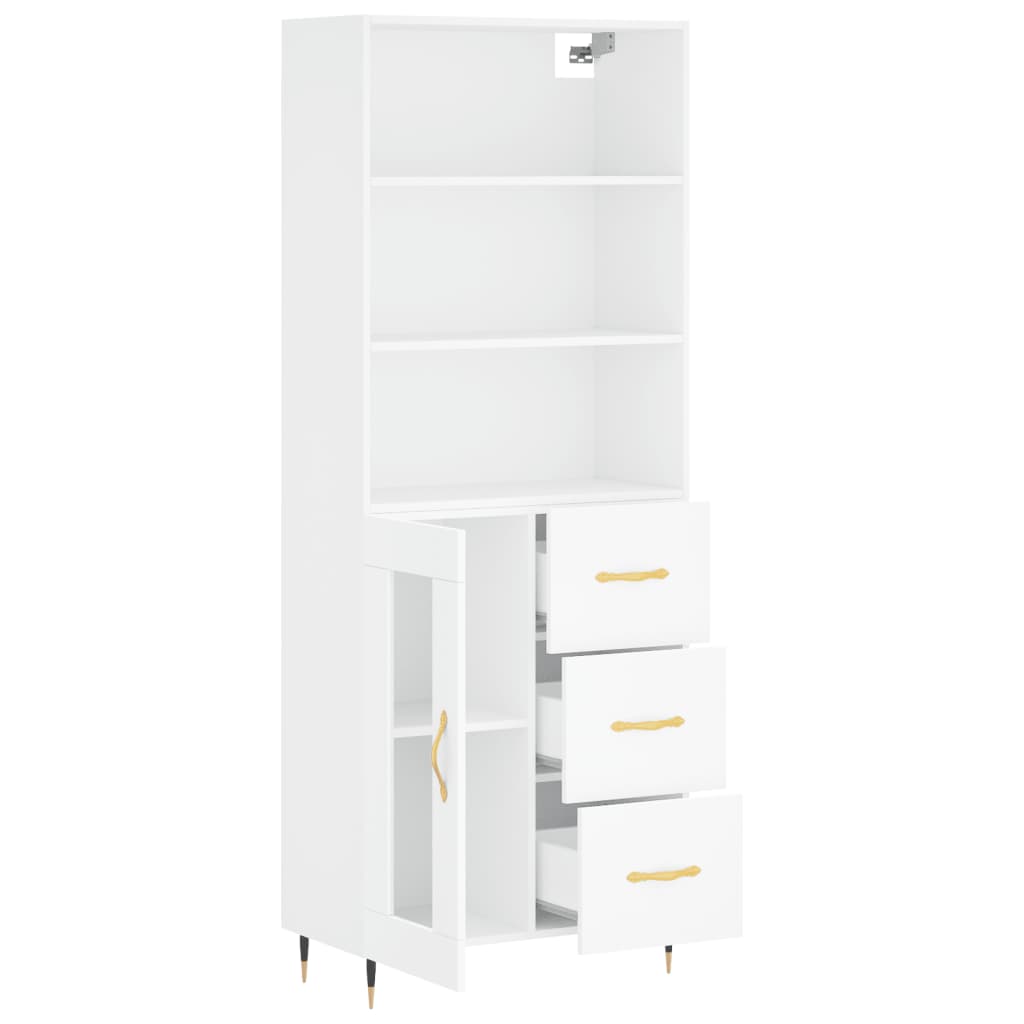 Hoge kast 69,5x34x180 cm bewerkt hout wit is nu te koop bij PeponiXL, paradijselijk wonen!