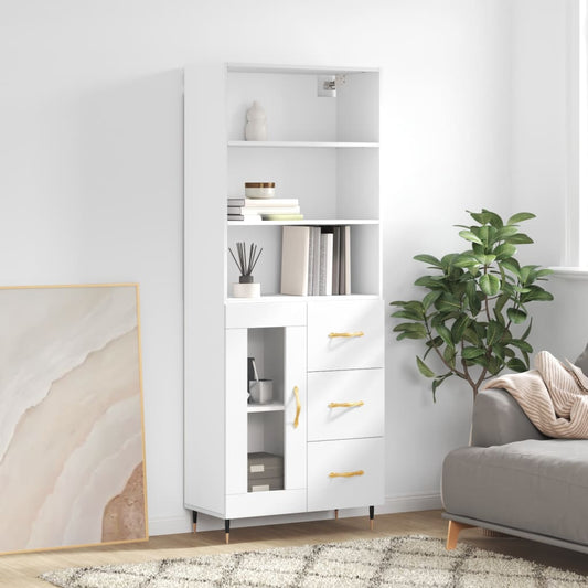 Hoge kast 69,5x34x180 cm bewerkt hout wit is nu te koop bij PeponiXL, paradijselijk wonen!