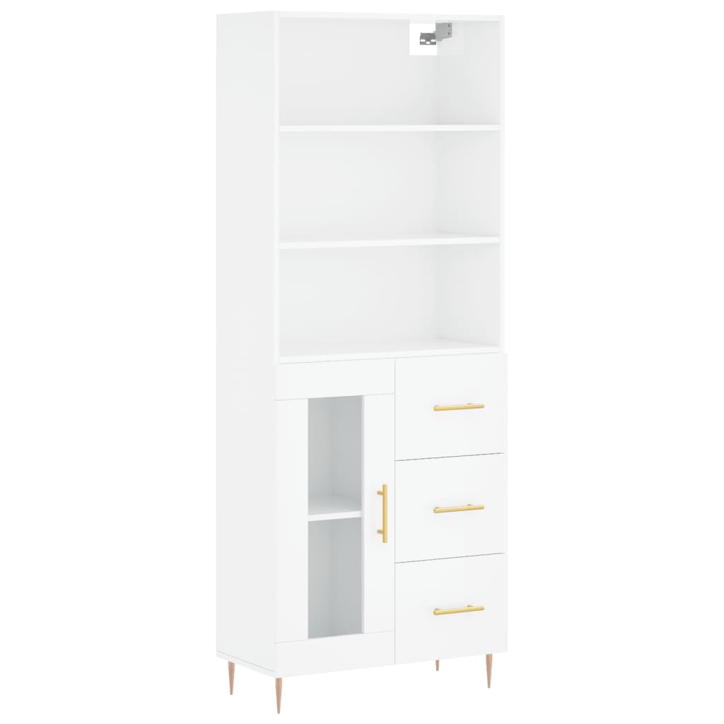 Hoge kast 69,5x34x180 cm bewerkt hout hoogglans wit is nu te koop bij PeponiXL, paradijselijk wonen!