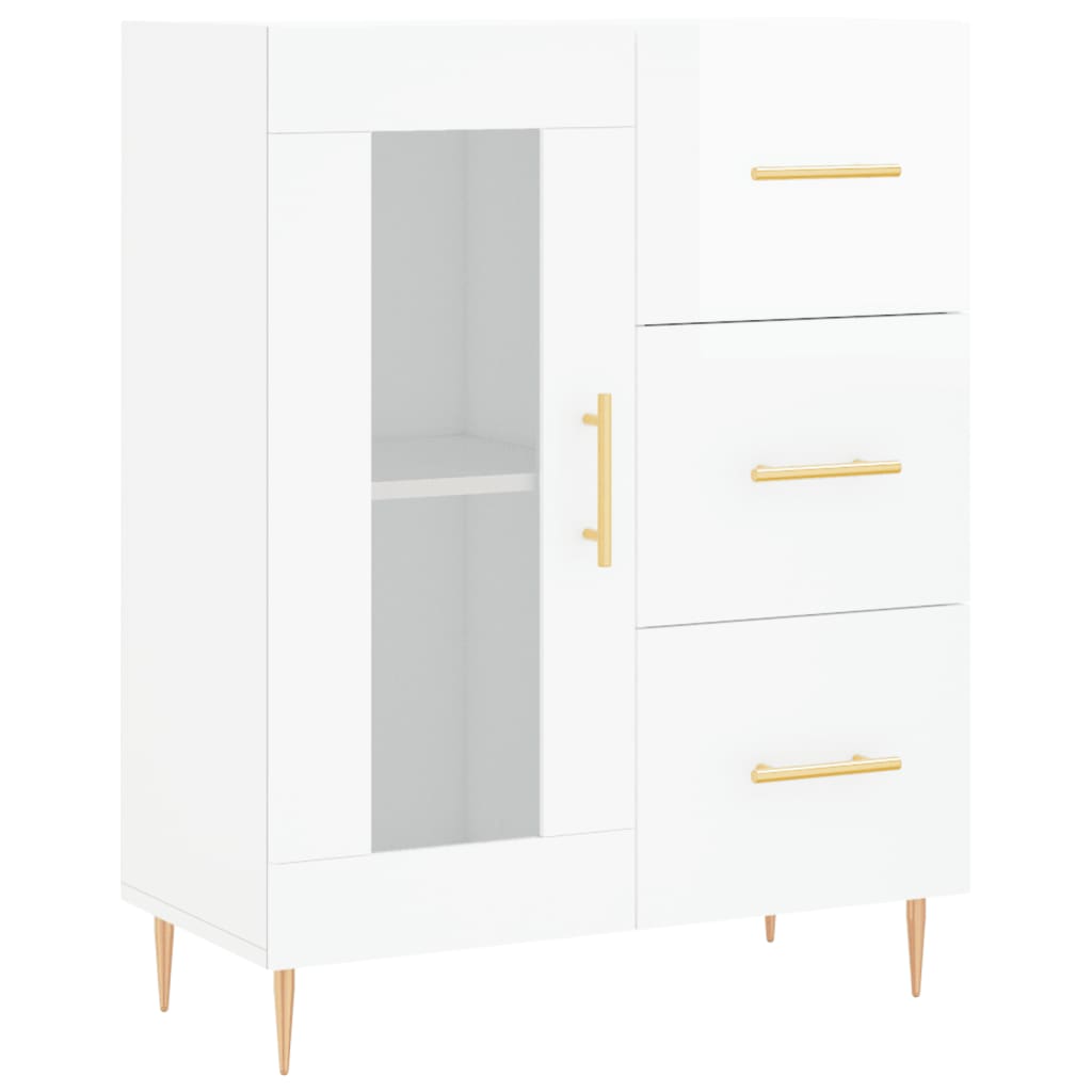 Hoge kast 69,5x34x180 cm bewerkt hout hoogglans wit is nu te koop bij PeponiXL, paradijselijk wonen!