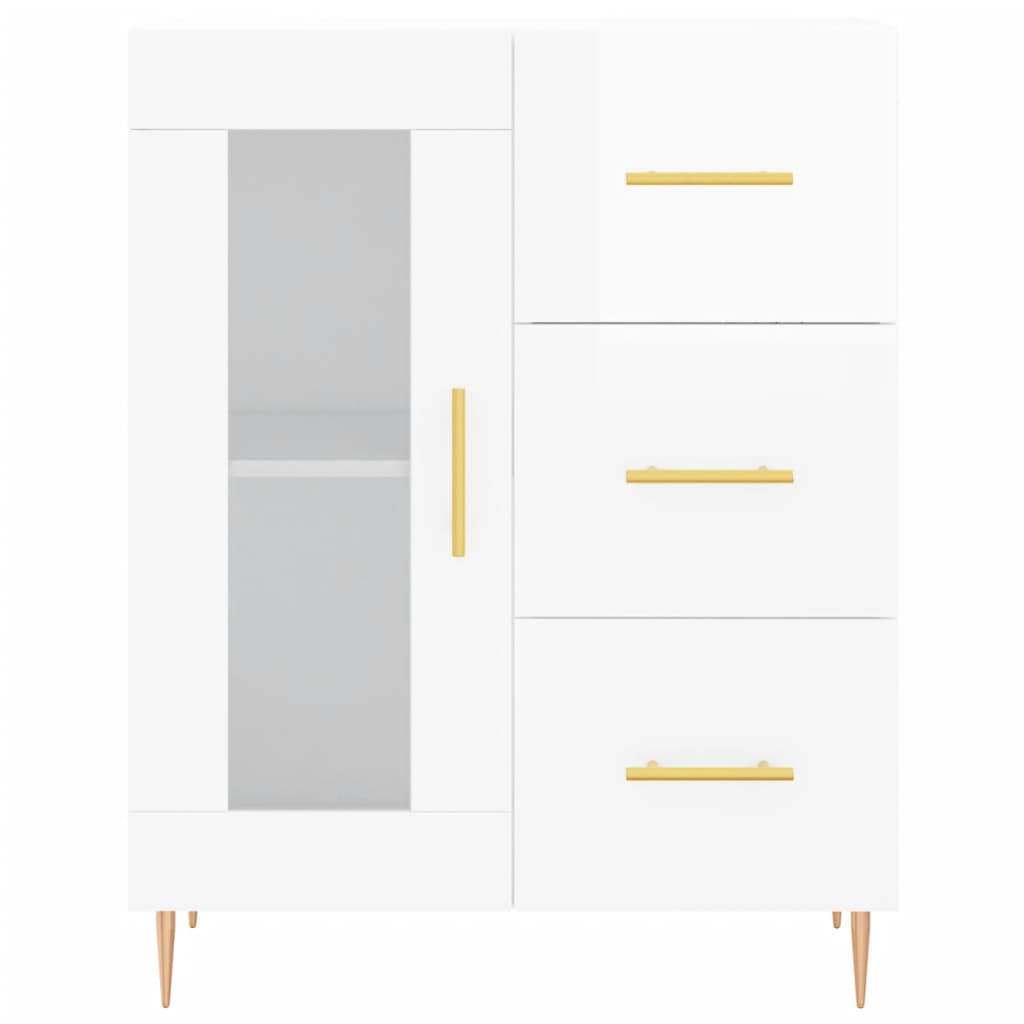 Hoge kast 69,5x34x180 cm bewerkt hout hoogglans wit is nu te koop bij PeponiXL, paradijselijk wonen!