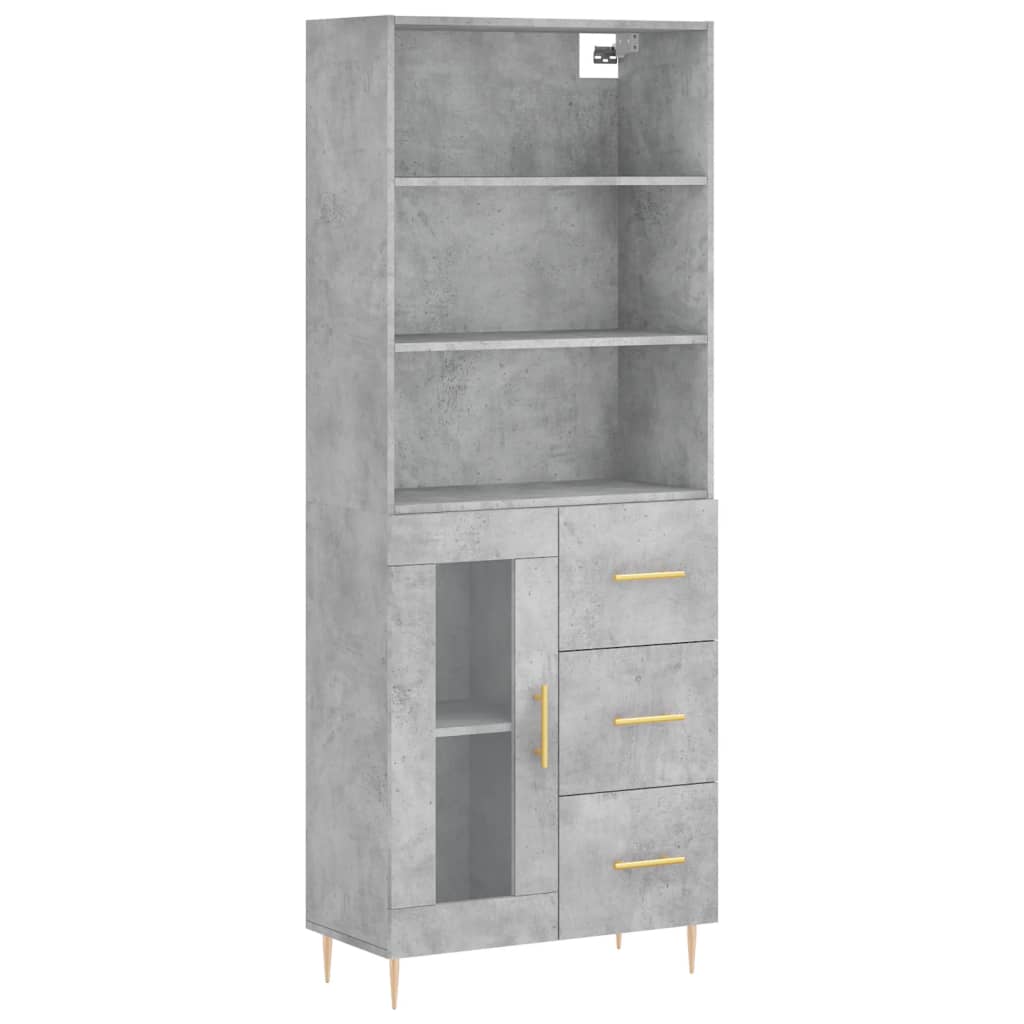 Hoge kast 69,5x34x180 cm bewerkt hout betongrijs is nu te koop bij PeponiXL, paradijselijk wonen!