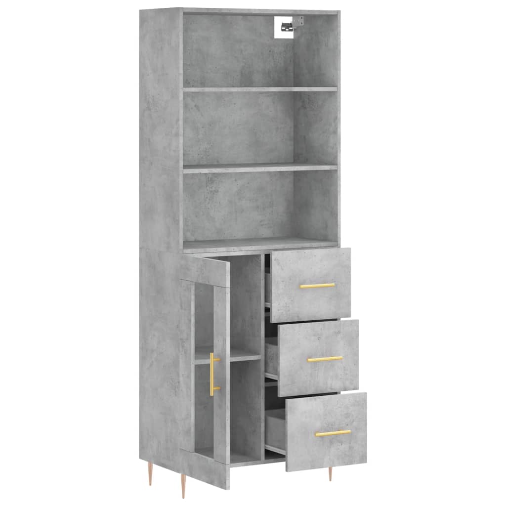 Hoge kast 69,5x34x180 cm bewerkt hout betongrijs is nu te koop bij PeponiXL, paradijselijk wonen!