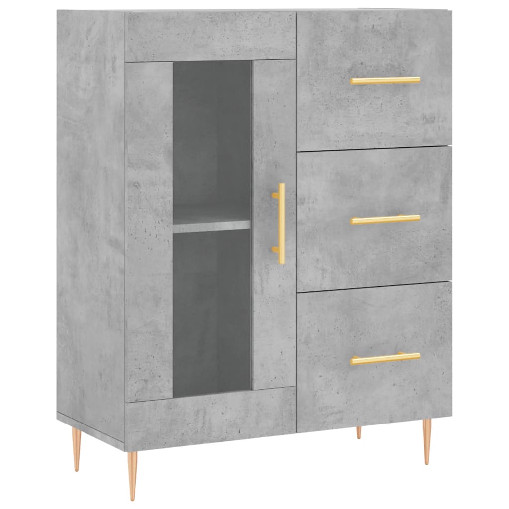 Hoge kast 69,5x34x180 cm bewerkt hout betongrijs is nu te koop bij PeponiXL, paradijselijk wonen!