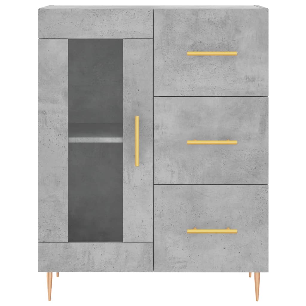 Hoge kast 69,5x34x180 cm bewerkt hout betongrijs is nu te koop bij PeponiXL, paradijselijk wonen!