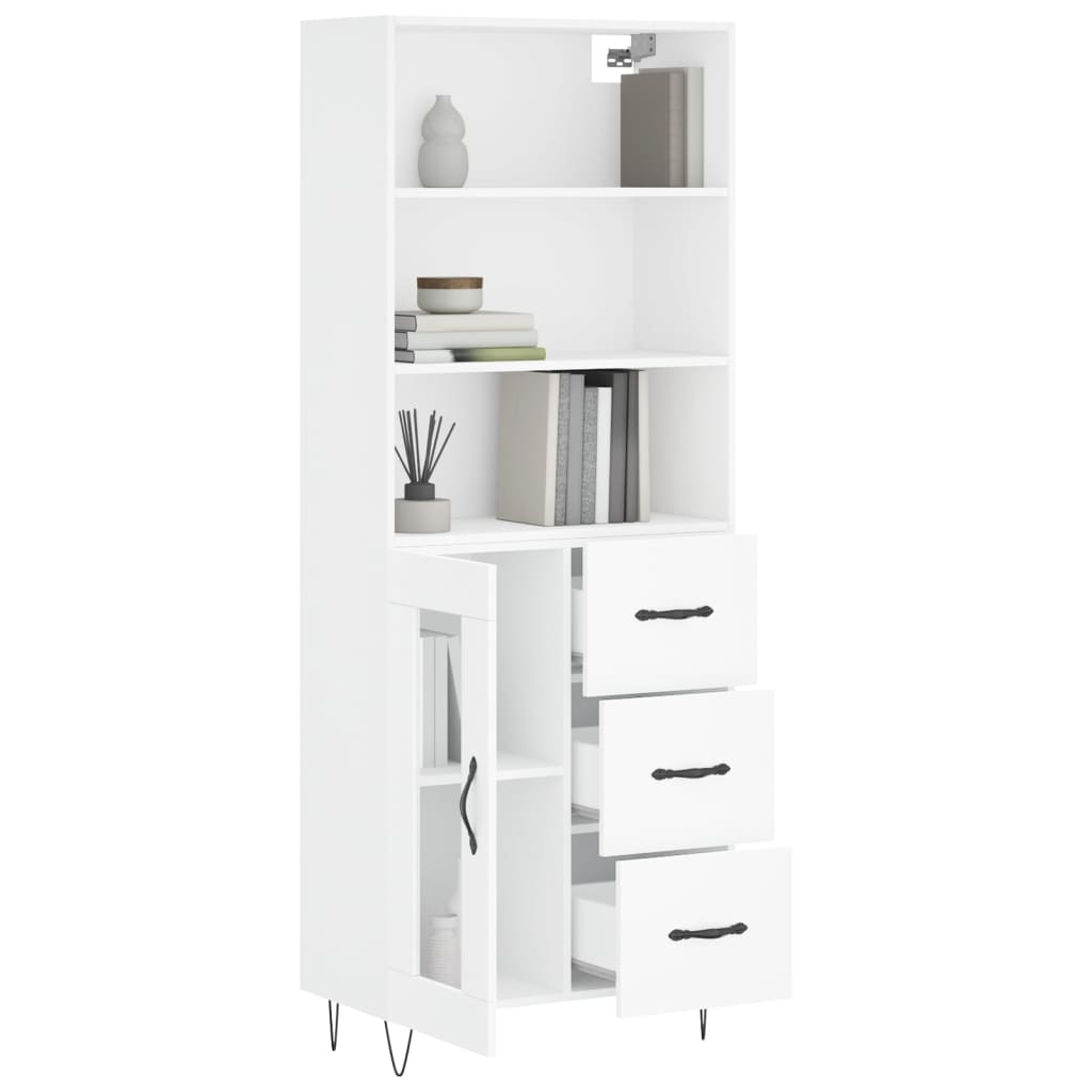 Hoge kast 69,5x34x180 cm bewerkt hout wit is nu te koop bij PeponiXL, paradijselijk wonen!