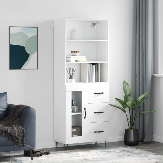 Hoge kast 69,5x34x180 cm bewerkt hout wit is nu te koop bij PeponiXL, paradijselijk wonen!