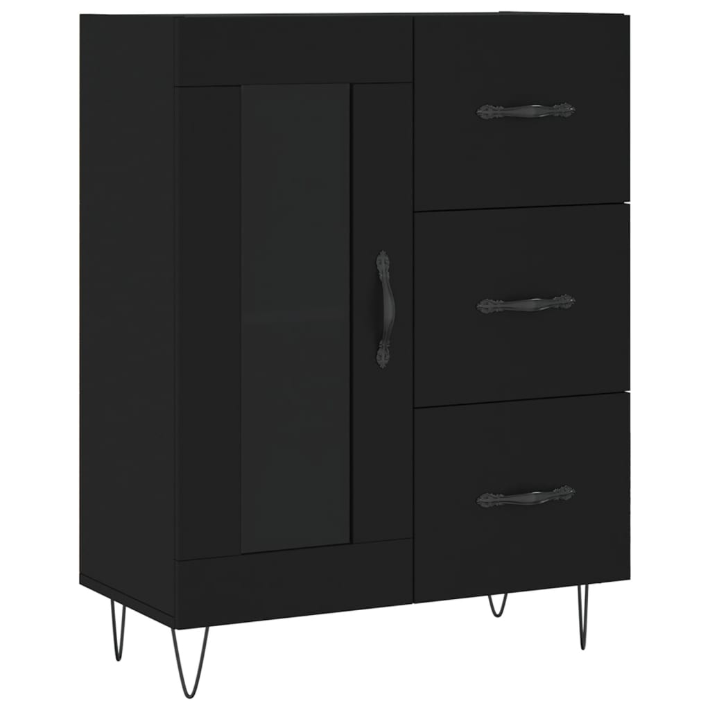 Hoge kast 69,5x34x180 cm bewerkt hout zwart is nu te koop bij PeponiXL, paradijselijk wonen!