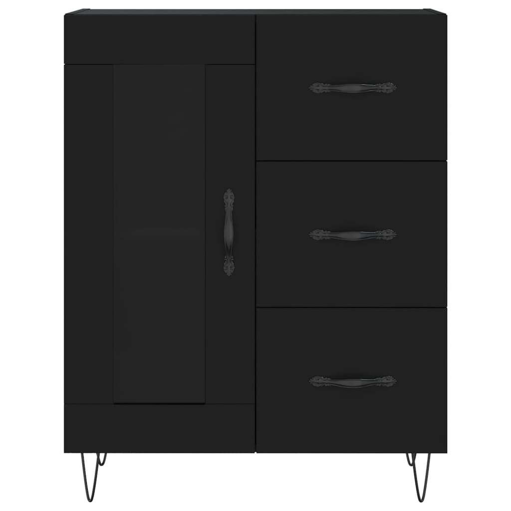 Hoge kast 69,5x34x180 cm bewerkt hout zwart is nu te koop bij PeponiXL, paradijselijk wonen!