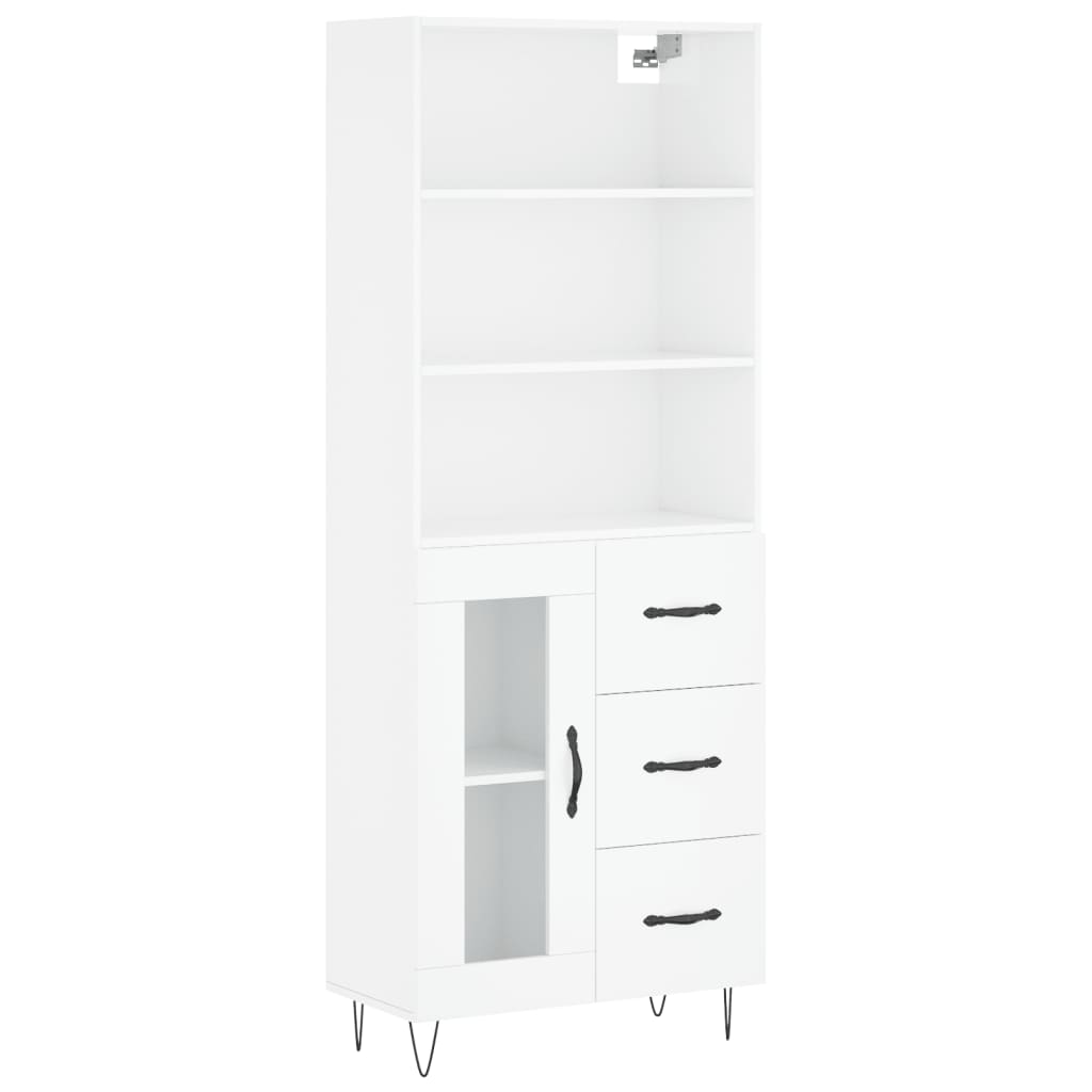 Hoge kast 69,5x34x180 cm bewerkt hout hoogglans wit is nu te koop bij PeponiXL, paradijselijk wonen!