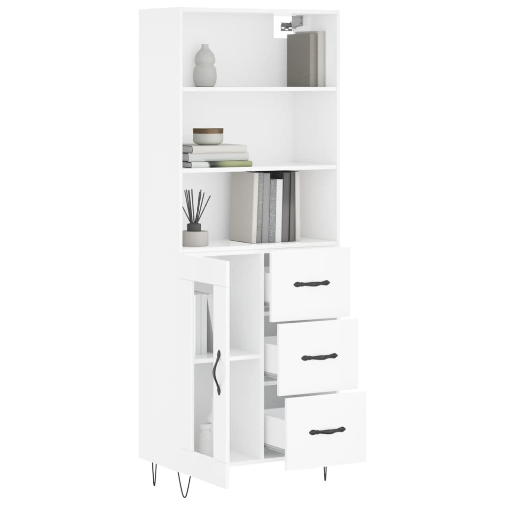 Hoge kast 69,5x34x180 cm bewerkt hout hoogglans wit is nu te koop bij PeponiXL, paradijselijk wonen!