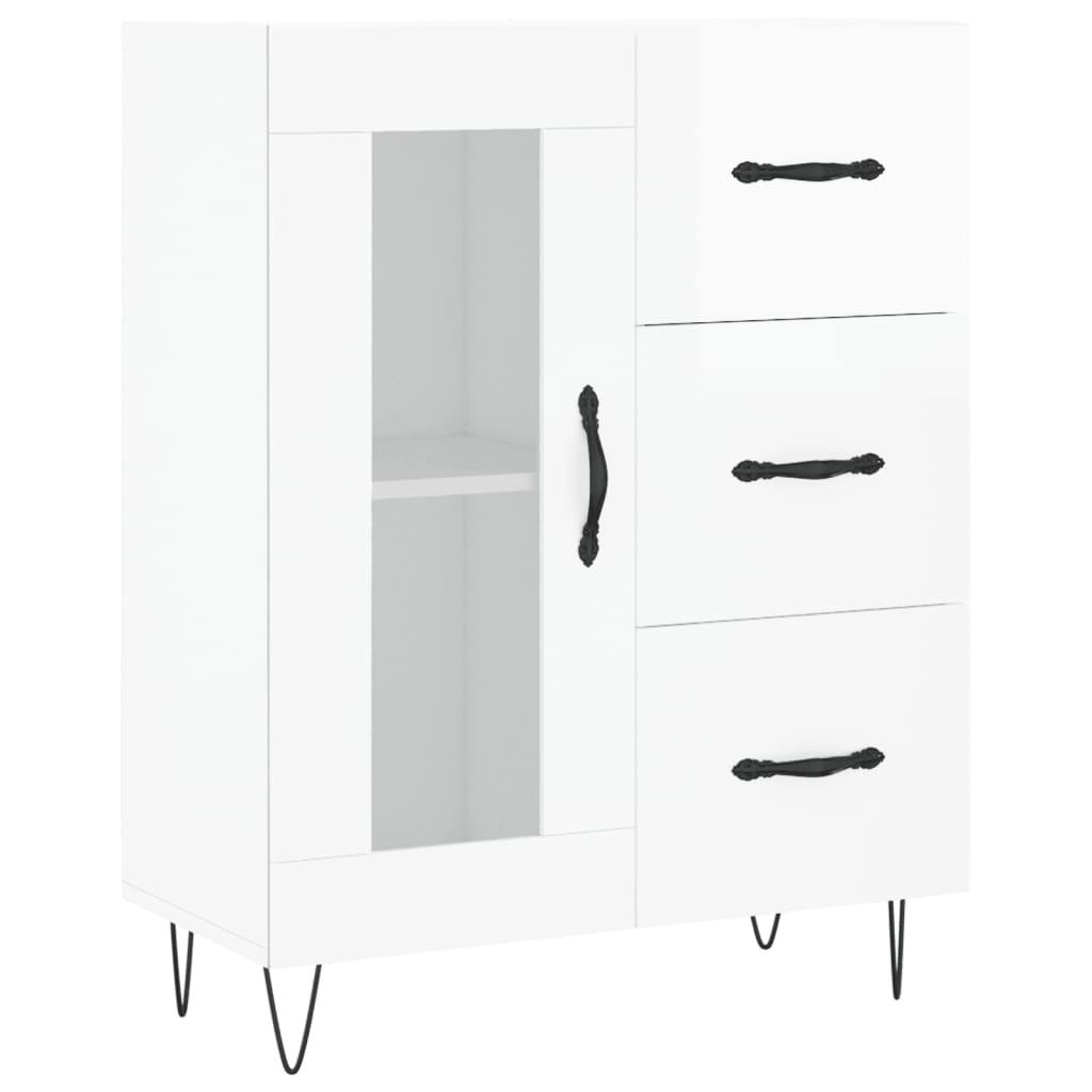 Hoge kast 69,5x34x180 cm bewerkt hout hoogglans wit is nu te koop bij PeponiXL, paradijselijk wonen!
