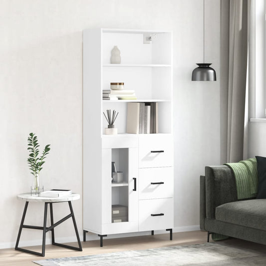 Hoge kast 69,5x34x180 cm bewerkt hout wit is nu te koop bij PeponiXL, paradijselijk wonen!