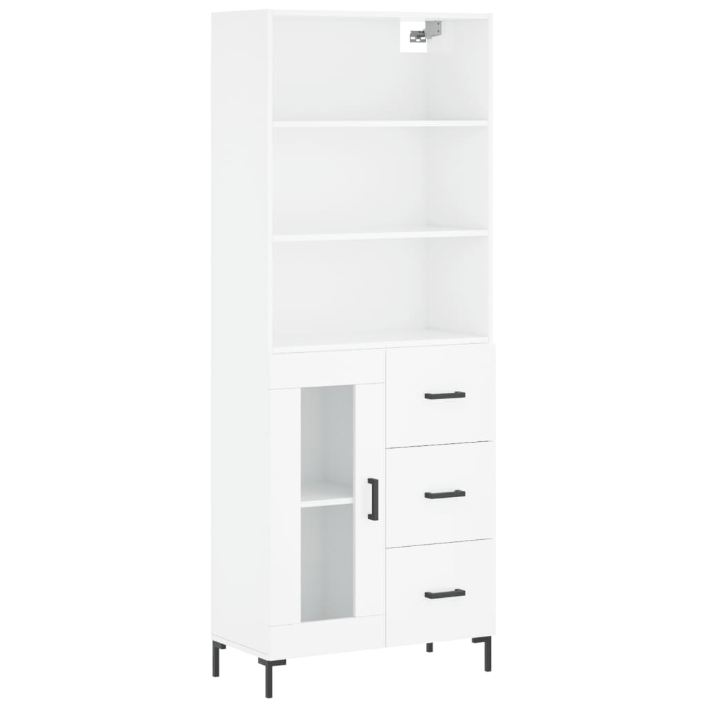 Hoge kast 69,5x34x180 cm bewerkt hout hoogglans wit is nu te koop bij PeponiXL, paradijselijk wonen!