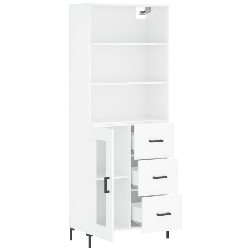 Hoge kast 69,5x34x180 cm bewerkt hout hoogglans wit is nu te koop bij PeponiXL, paradijselijk wonen!