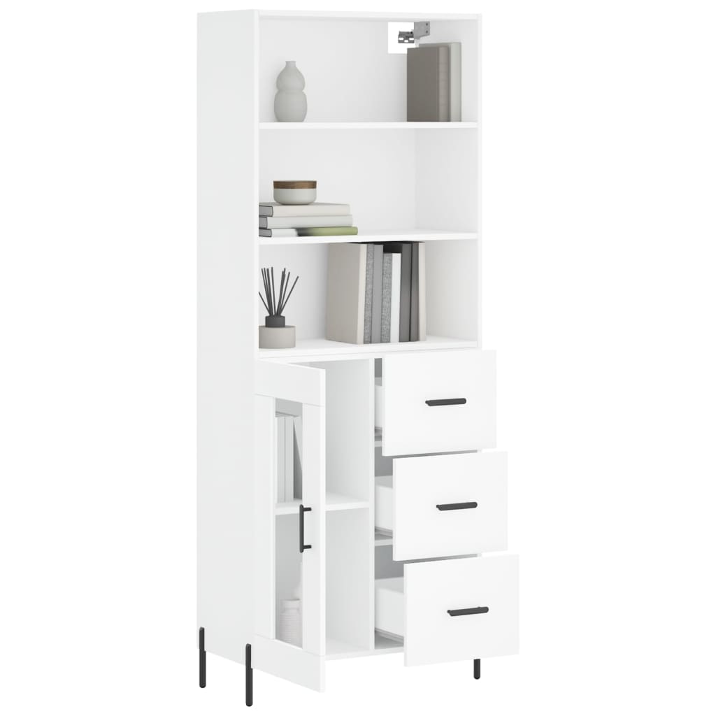 Hoge kast 69,5x34x180 cm bewerkt hout wit is nu te koop bij PeponiXL, paradijselijk wonen!