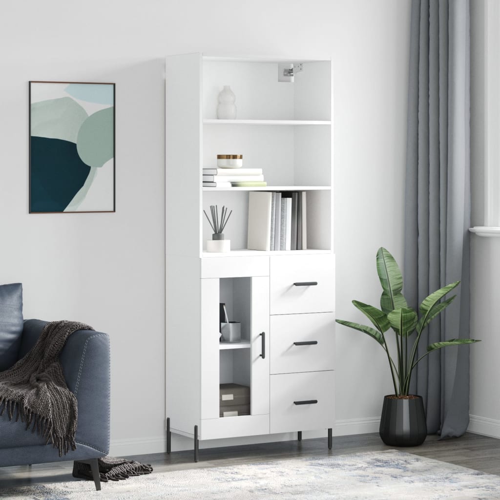 Hoge kast 69,5x34x180 cm bewerkt hout wit is nu te koop bij PeponiXL, paradijselijk wonen!