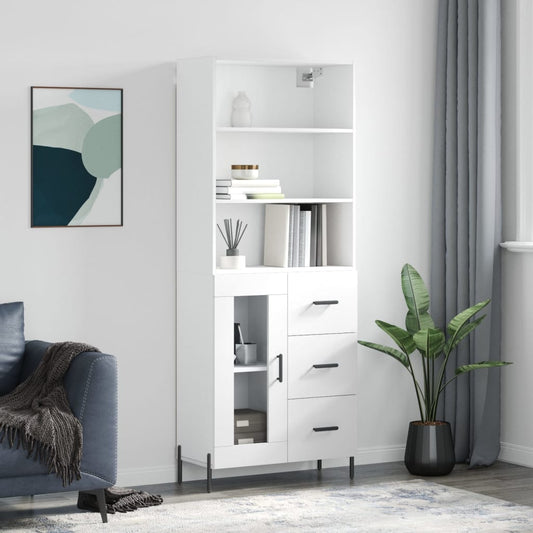 Hoge kast 69,5x34x180 cm bewerkt hout wit is nu te koop bij PeponiXL, paradijselijk wonen!