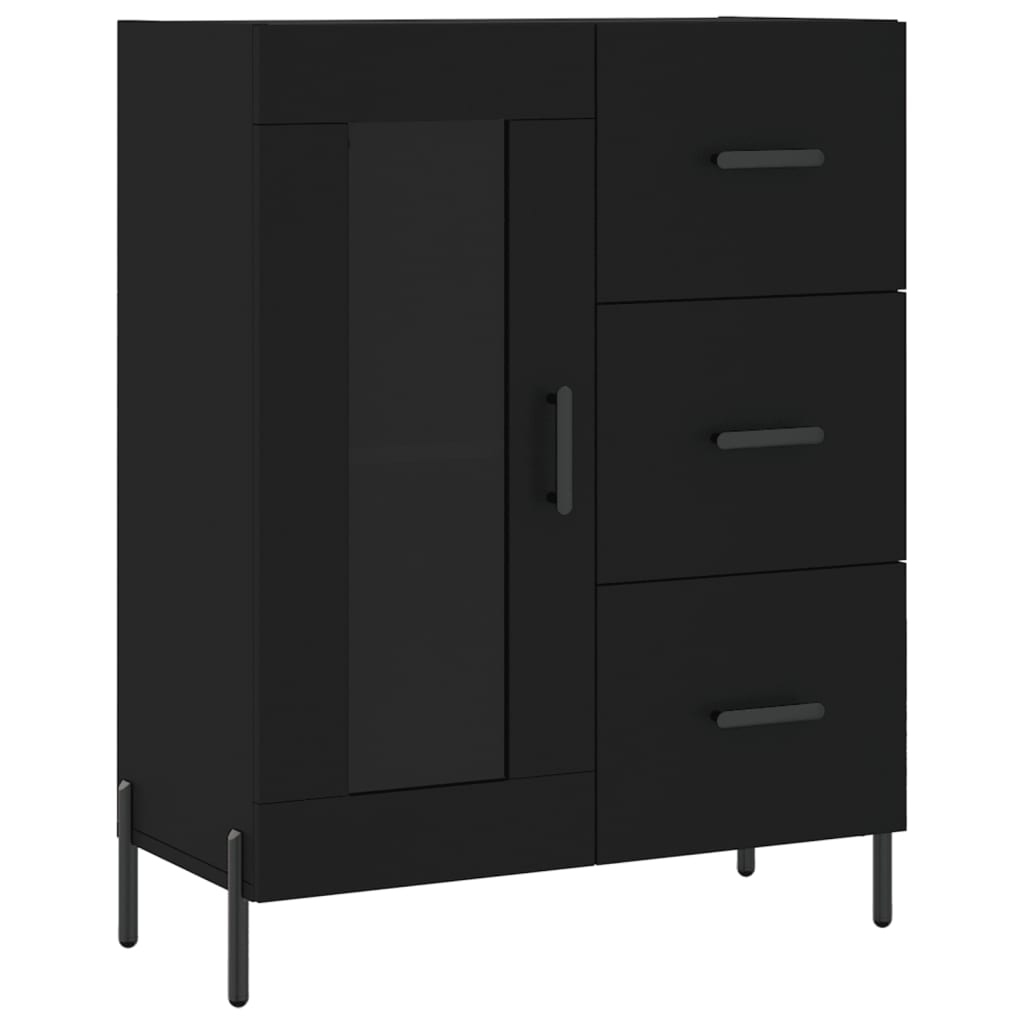 Hoge kast 69,5x34x180 cm bewerkt hout zwart is nu te koop bij PeponiXL, paradijselijk wonen!