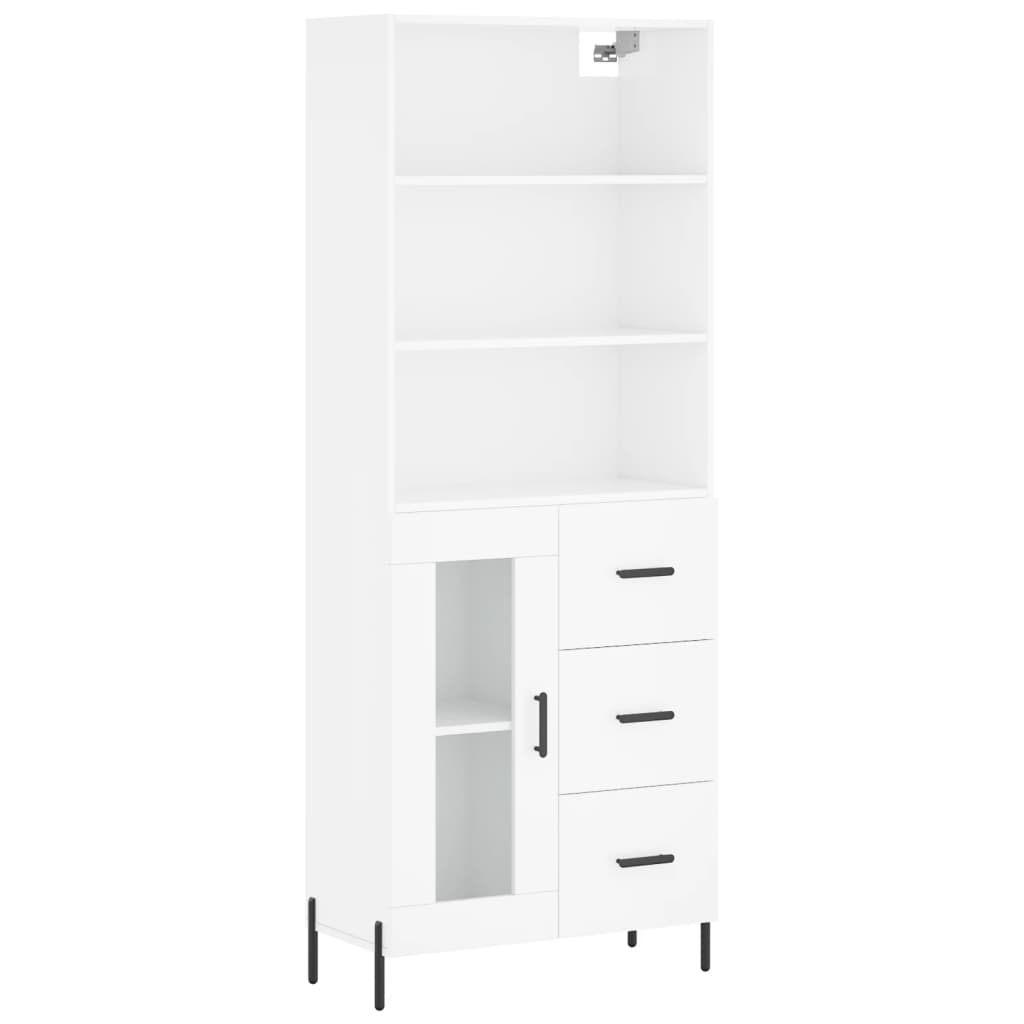 Hoge kast 69,5x34x180 cm bewerkt hout hoogglans wit is nu te koop bij PeponiXL, paradijselijk wonen!