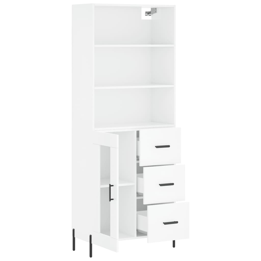 Hoge kast 69,5x34x180 cm bewerkt hout hoogglans wit is nu te koop bij PeponiXL, paradijselijk wonen!