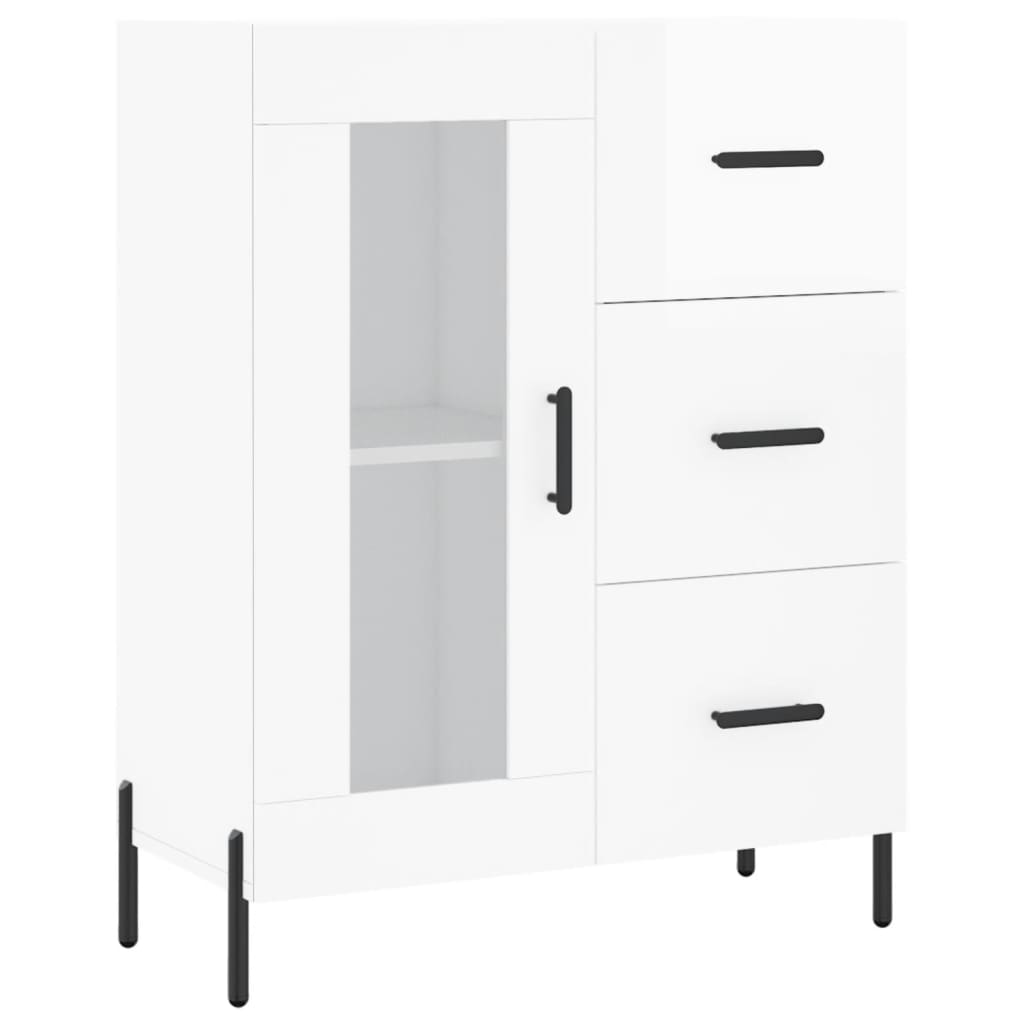 Hoge kast 69,5x34x180 cm bewerkt hout hoogglans wit is nu te koop bij PeponiXL, paradijselijk wonen!