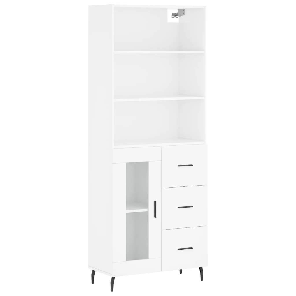 Hoge kast 69,5x34x180 cm bewerkt hout hoogglans wit is nu te koop bij PeponiXL, paradijselijk wonen!