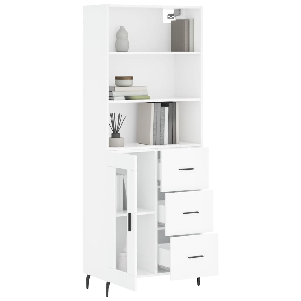 Hoge kast 69,5x34x180 cm bewerkt hout hoogglans wit is nu te koop bij PeponiXL, paradijselijk wonen!