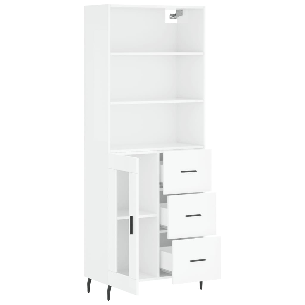 Hoge kast 69,5x34x180 cm bewerkt hout hoogglans wit is nu te koop bij PeponiXL, paradijselijk wonen!