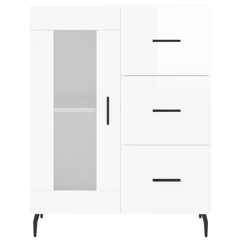 Hoge kast 69,5x34x180 cm bewerkt hout hoogglans wit is nu te koop bij PeponiXL, paradijselijk wonen!